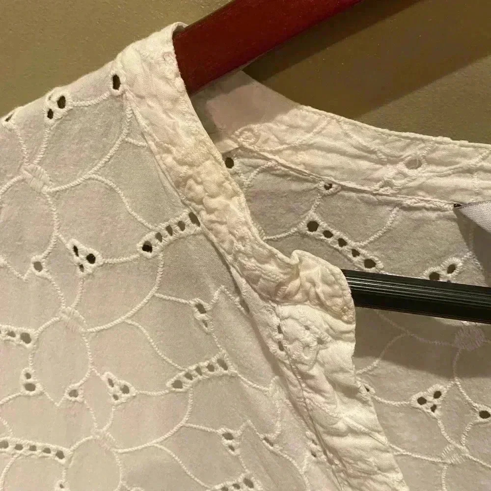 RAILS LAYLA WHITE FLOWY EYELET DRESS TIERED BRIDAL SIZE M - Picture 5 of 10